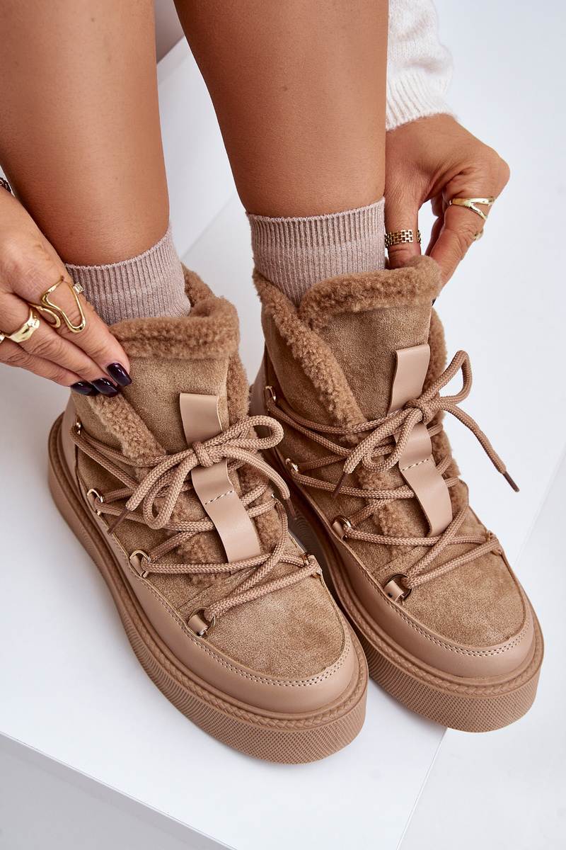 Ankle snow boots on a platform dark beige Tamidra