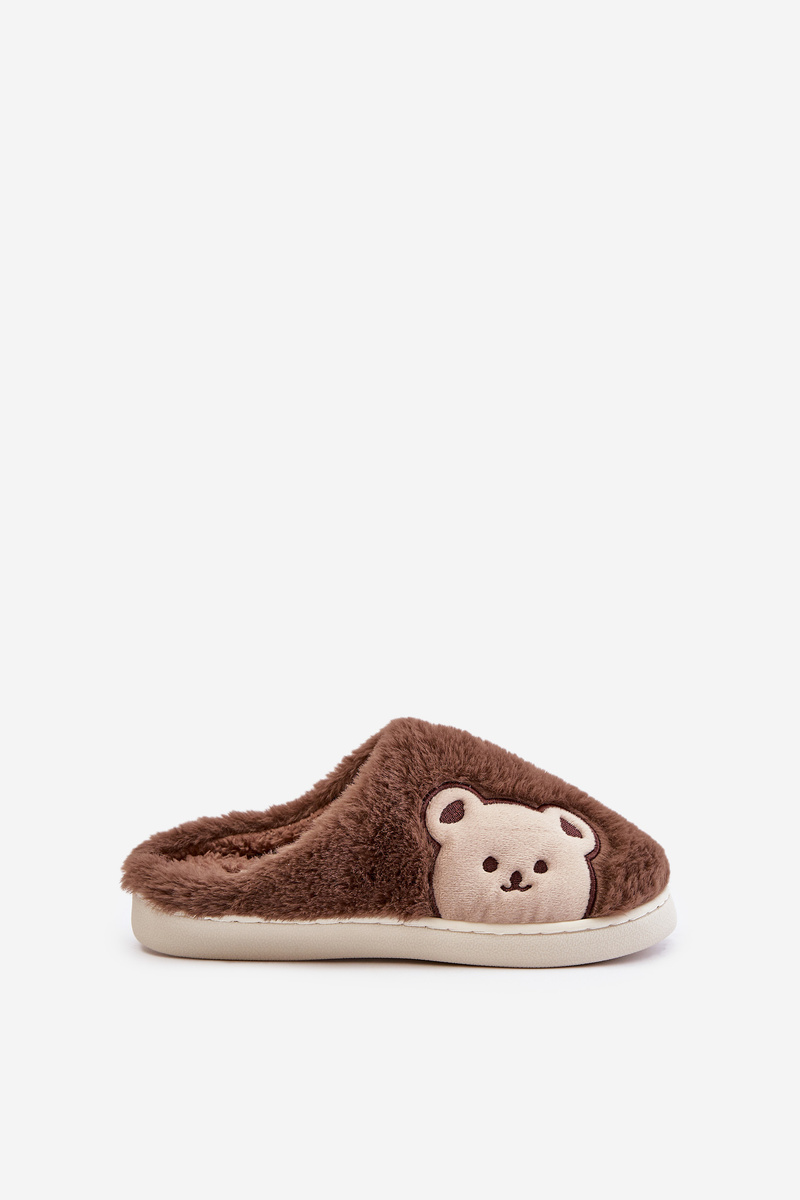 Women&#039;s fluffy slippers with teddy bear brown Fiorinella