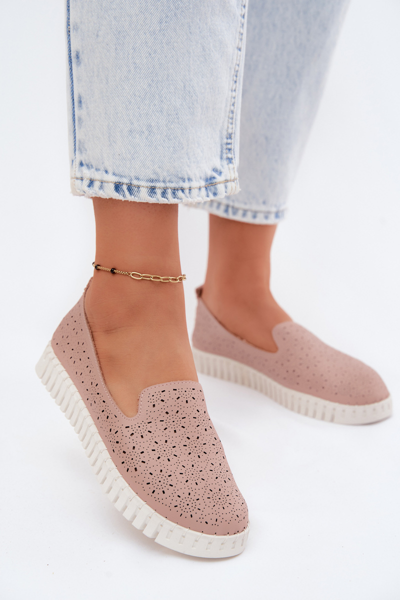 Dámske slip-on topánky prachovo ružové