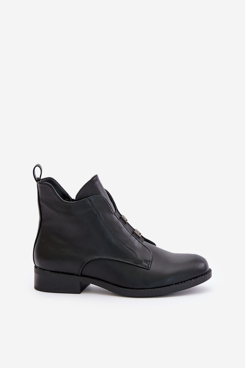 Insulated women's ankle boots on a flat heel made of eco leather S.Barski black