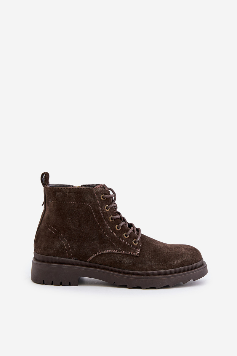 Suede Insulated Men&#039;s Ankle Boots Zipper Big Star Brown