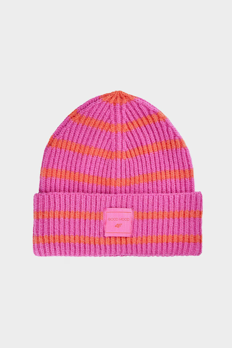 Girls Winter Hat With Stripes Fuchsia 4F 4FJWAW24