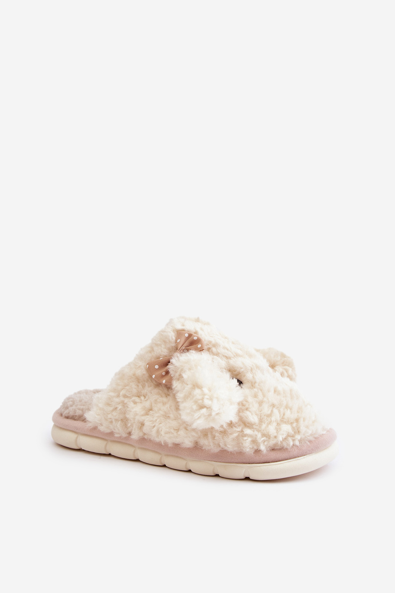 Futrzane Warm women&#039;s slippers beige Falinivia