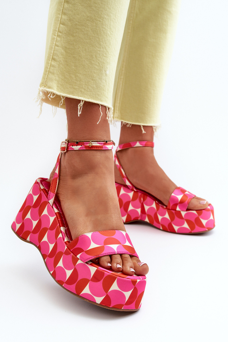 FS1 Patterned Platform And Wedge Sandals Fuchsia Wiandia