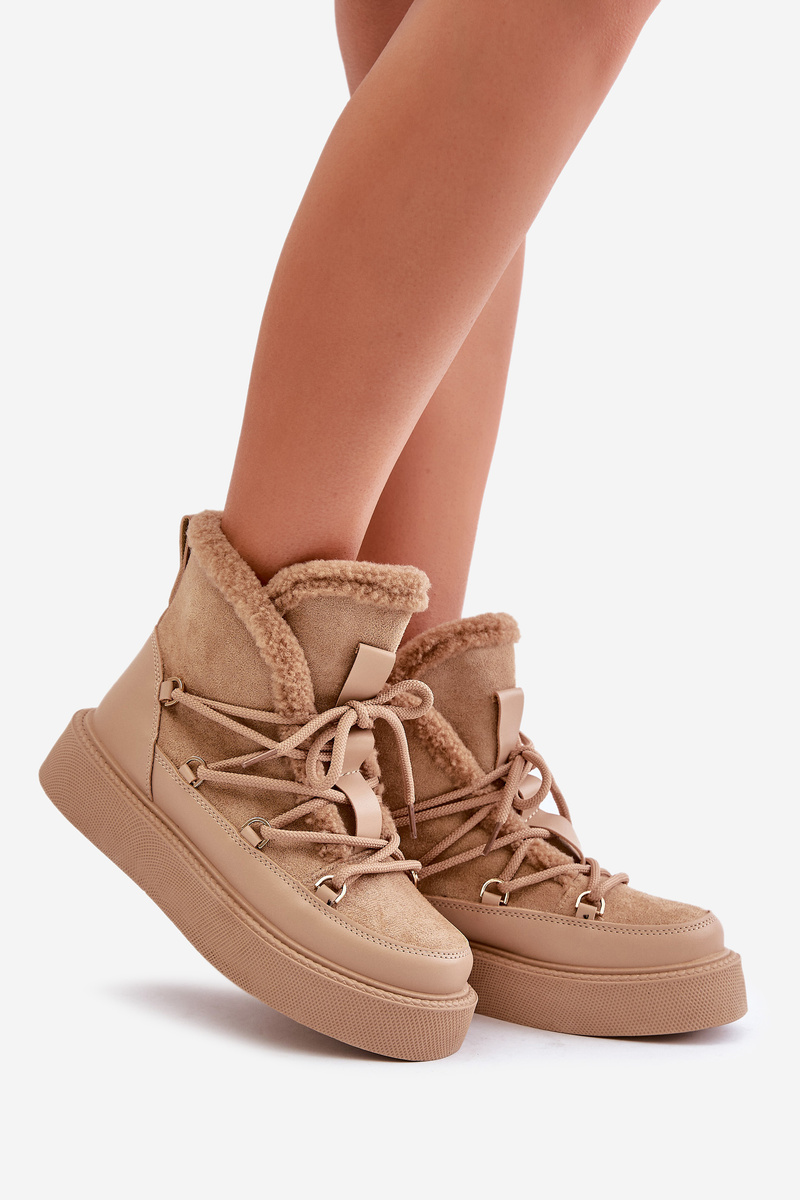 Ankle snow boots on a platform dark beige Tamidra