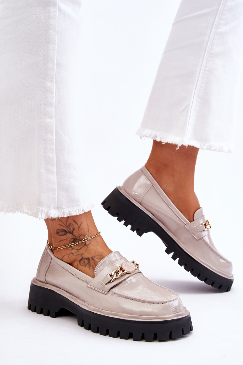 Patent leather platform loafers Light grey Ronin