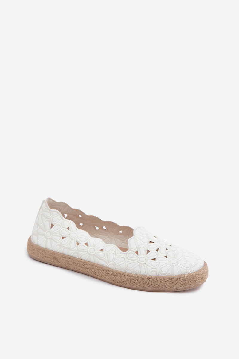 Dámske kvetinové espadrilky EVENTO biele