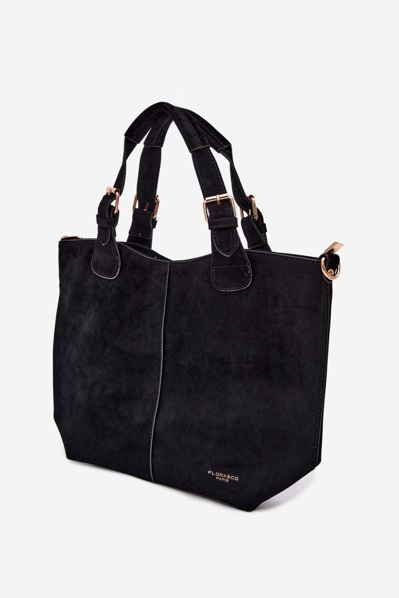 Flora&Co Čierna semišová kabelka