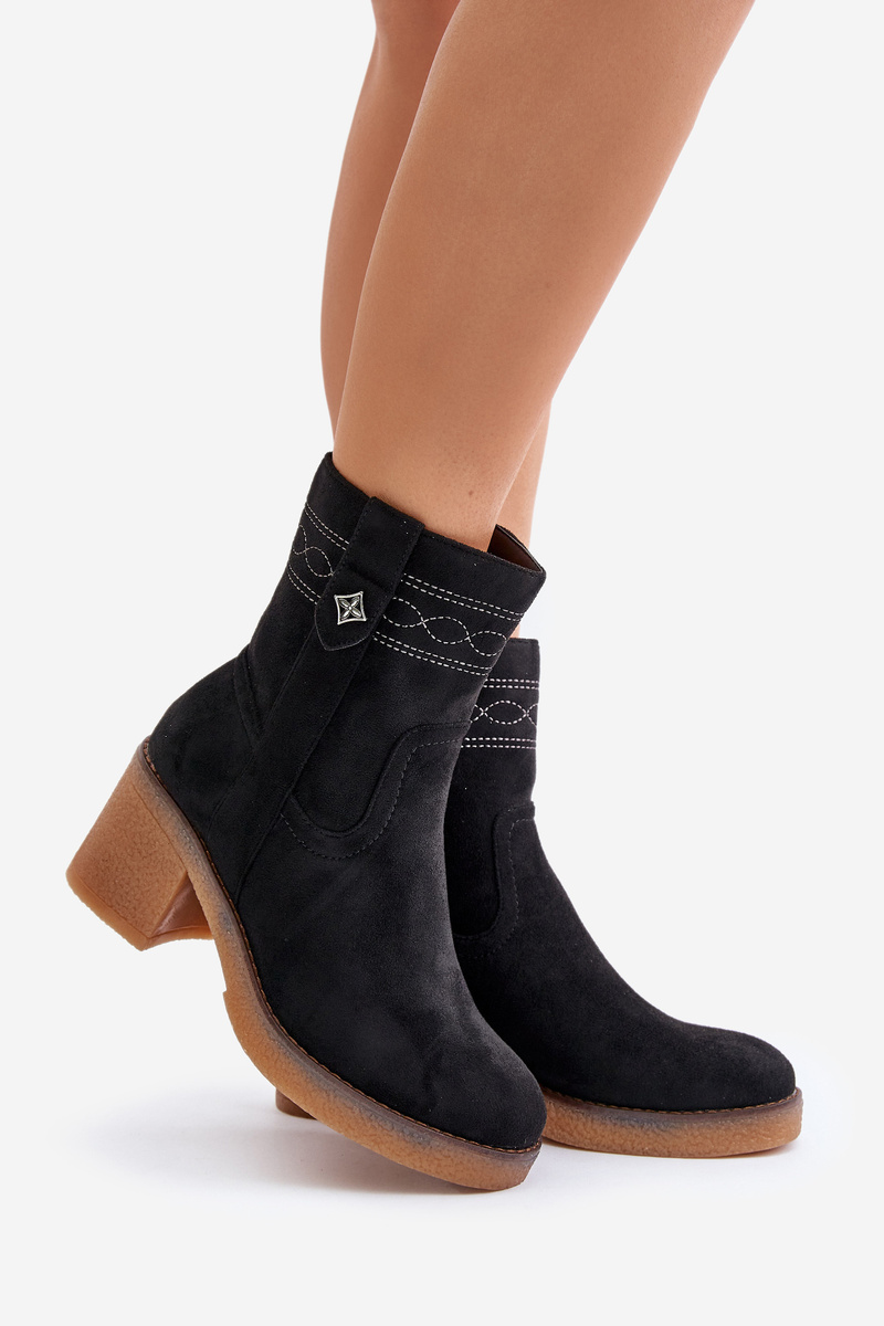 Insulated women's ankle boots on heel black Vailia
