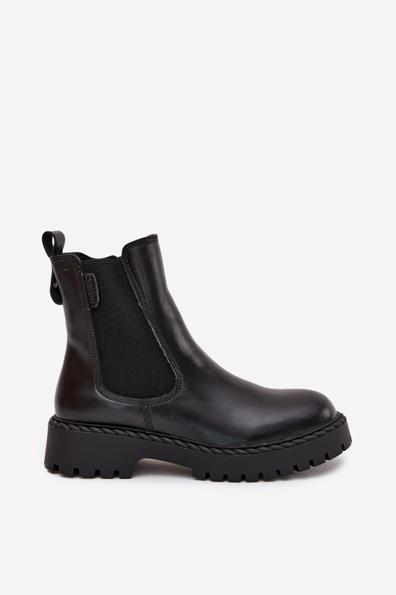 BIG STAR SHOES Kožené Dámske Čižmy S Izoláciou Na Zips Big Star