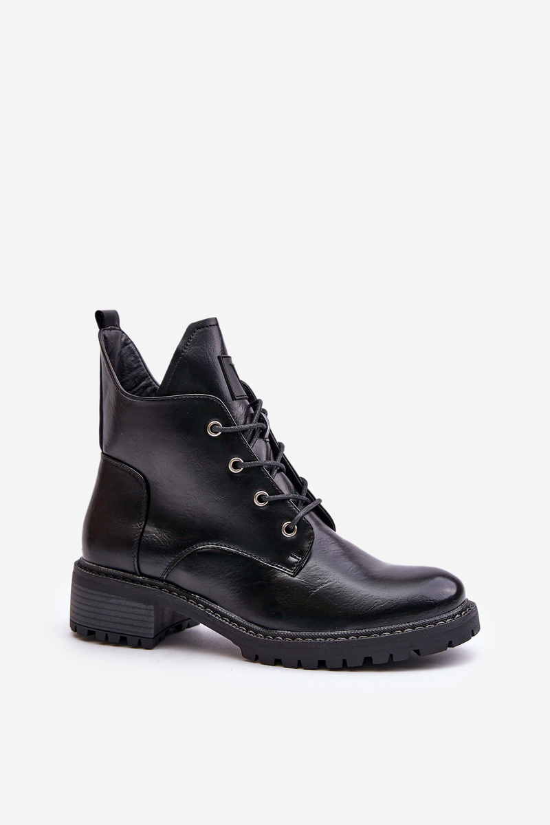 Insulated women's ankle boots on a low heel Vinceza black