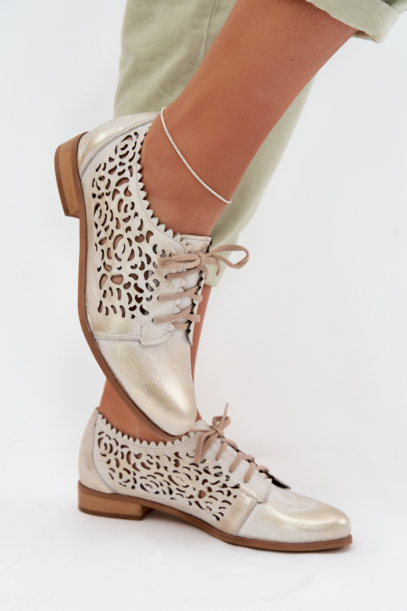 Кожени отворени мокасини Zazoo 3195 злато