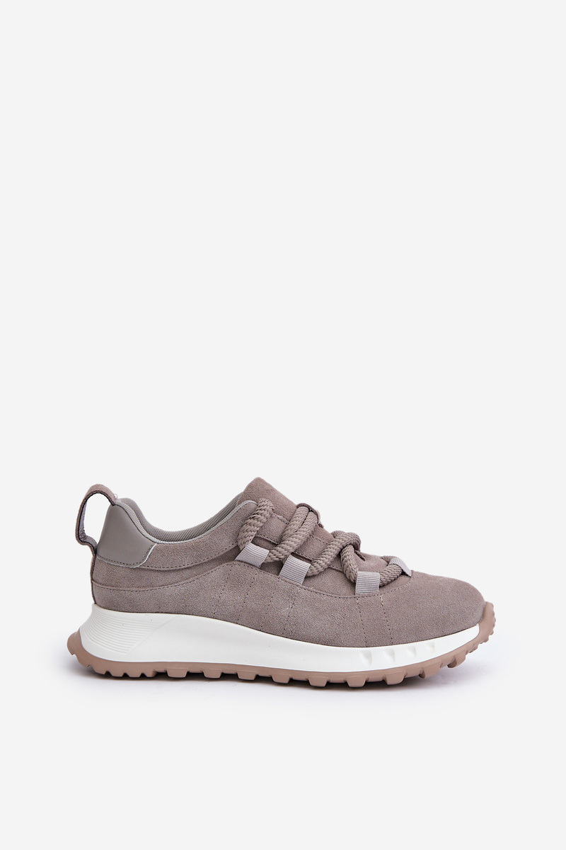 Suede women's sneakers with chunky lacing Artiker grey