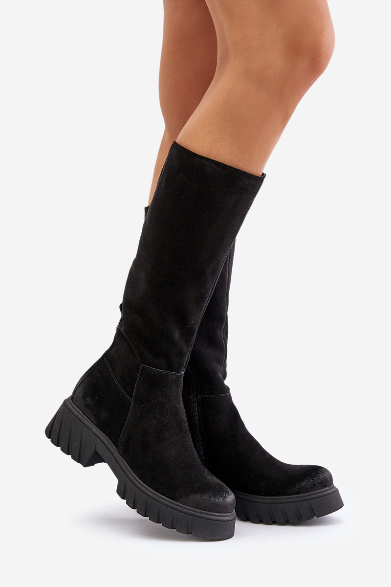Zazoo Suede Over-the-Knee Boots Insulated Black
