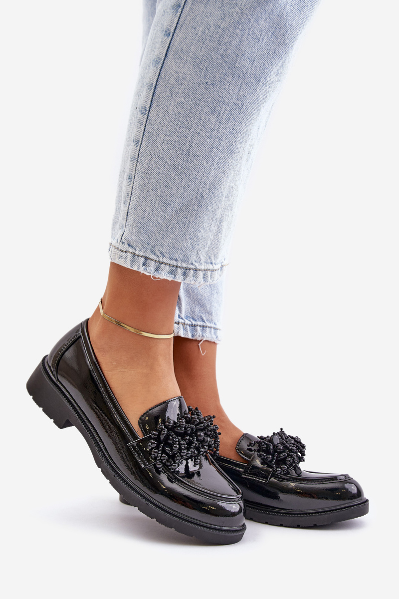 Women&#039;s patent leather moccasins S.Barski black