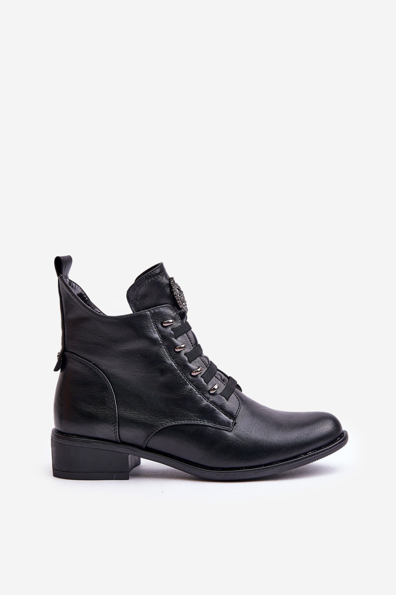 Low insulated ankle boots with zipper with black decoration Nevalia