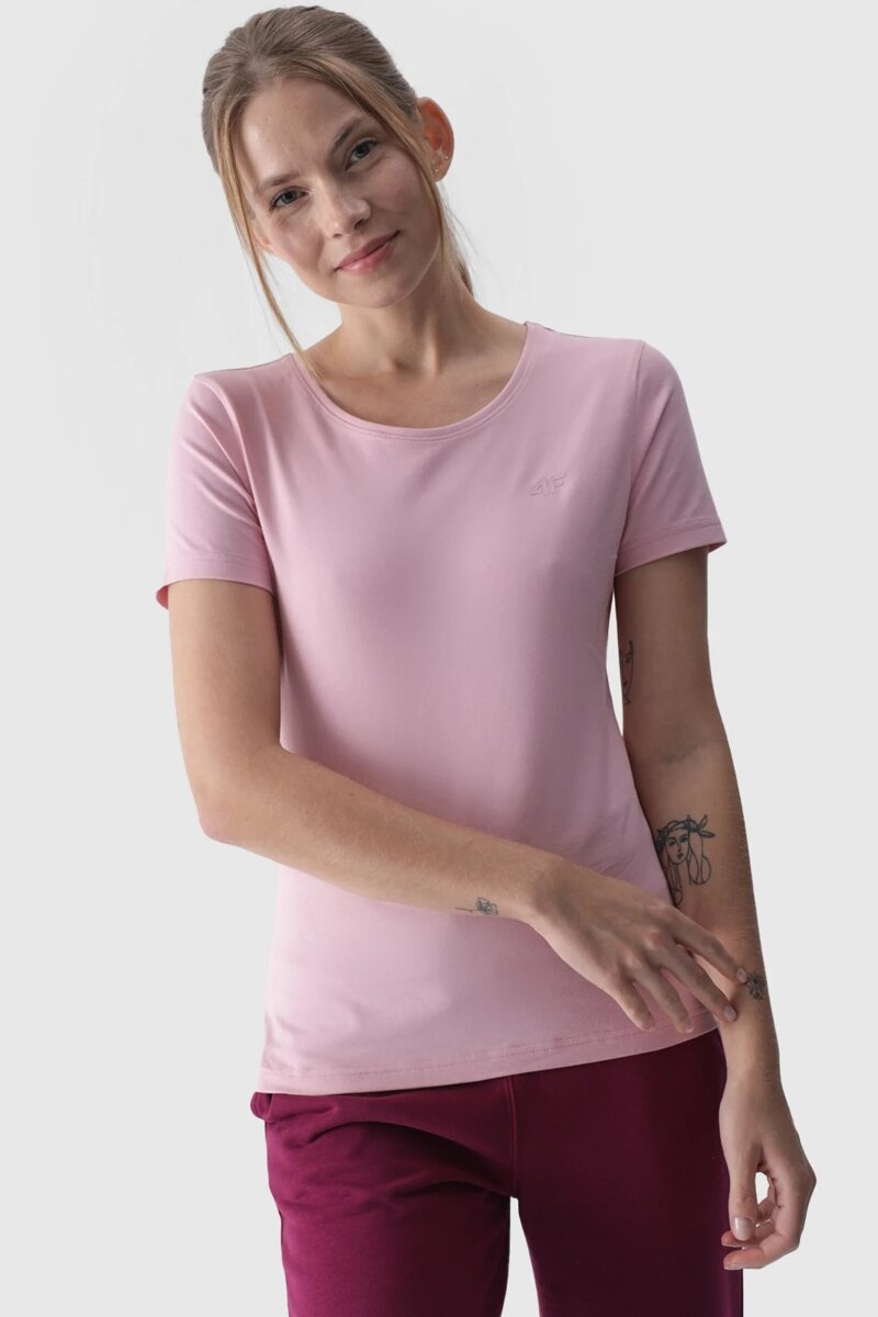 Women's Plain T-Shirt With Logo Pink 4F 4FWMM00TTS