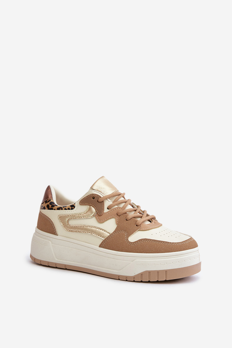Women's sneakers made of eco-leather on a platform leopard beige Henizore