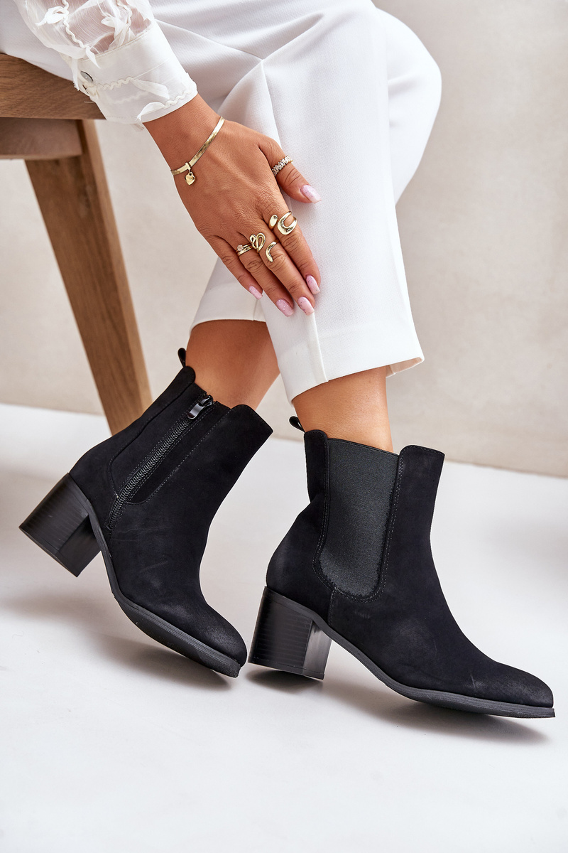 Insulated women's ankle boots with heels black Radeya