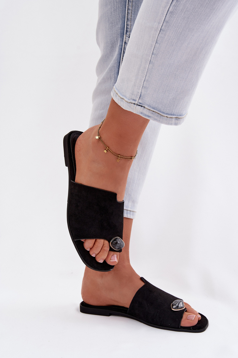 Dámské černé pantofle z eko semiše Selavine