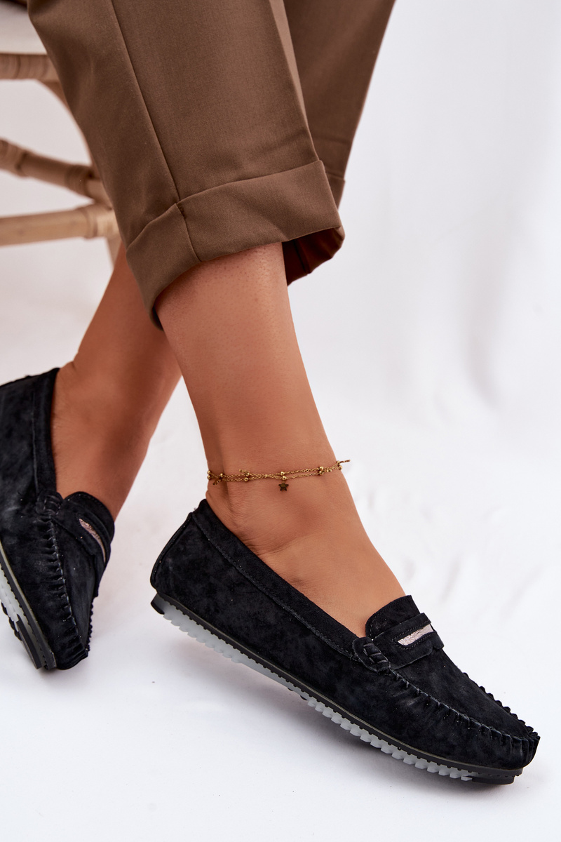 Дамски мокасини S. BARSKI от четкана кожа