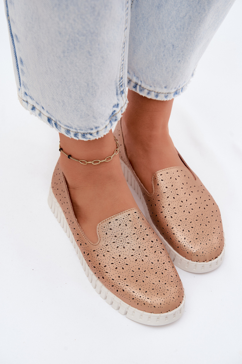Dámska perforovaná slip-on obuv Champagne