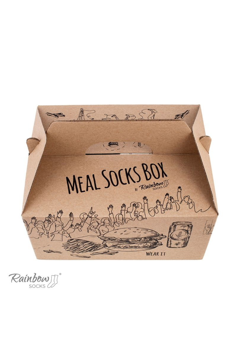 ZOOKSY/RAINBOW SOCKS Rainbow Socks Jídlo Ponožky Box Burger Hranolky Pivo 5 párů