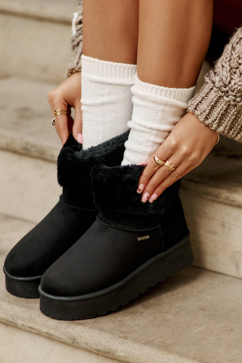 Platform Snow Boots with Fur Big Star Black