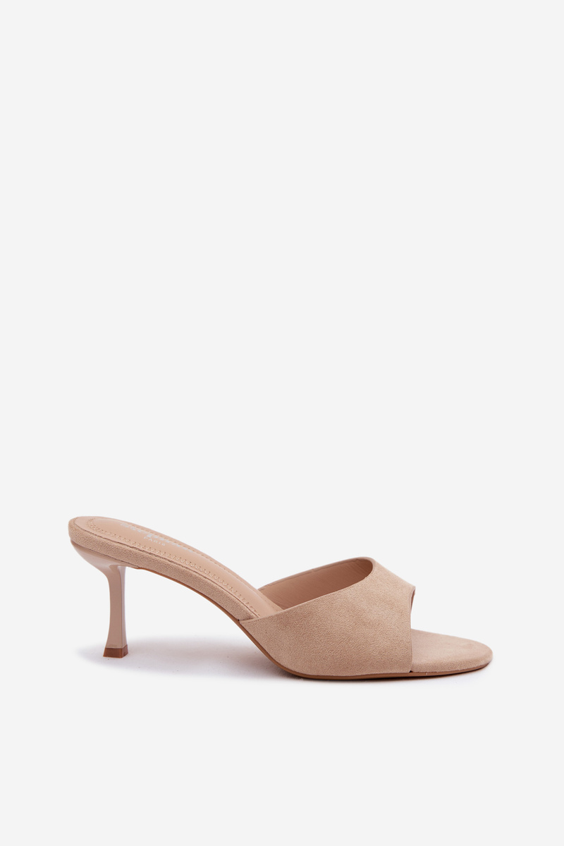 Elegantné sandále na vysokom podpätku z eko semišu
