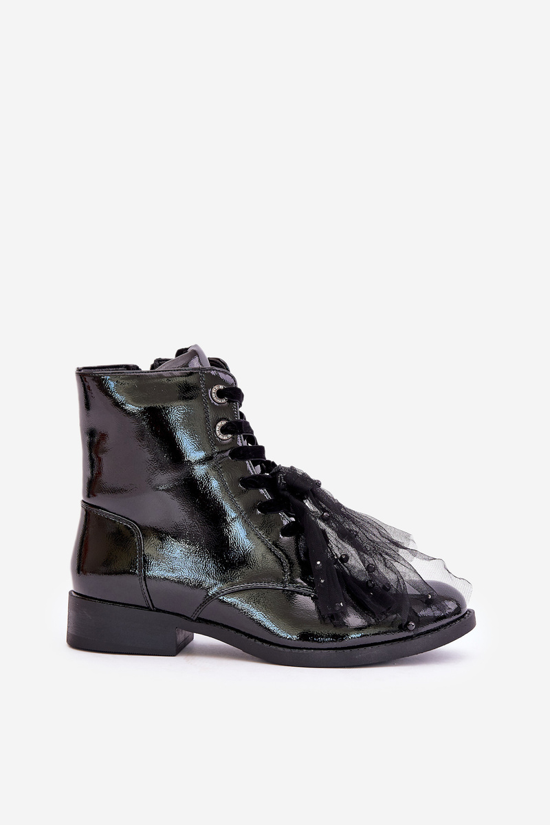 Patent Leather Insulated Ankle Boots With Zipper S.Barski Black