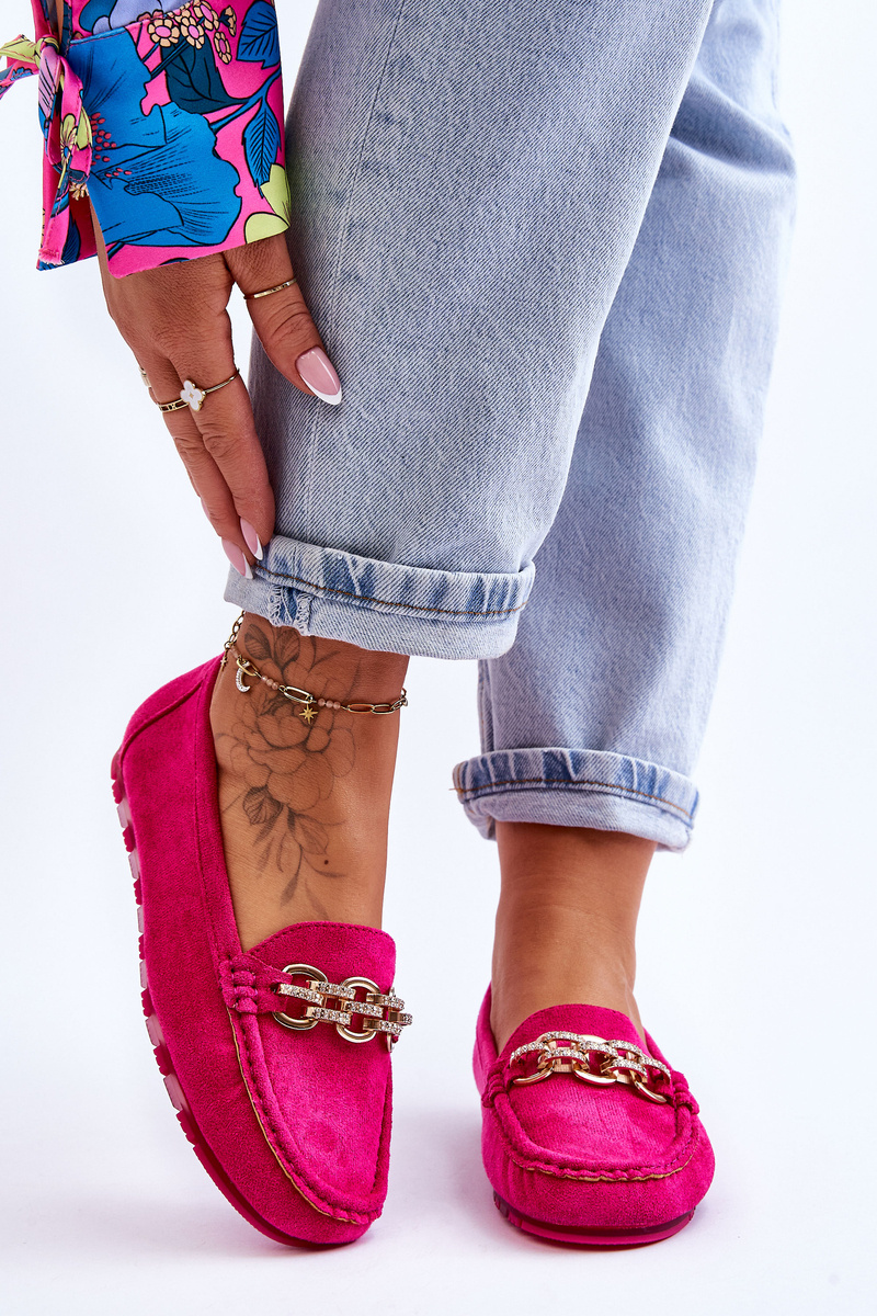 Mocasini din piele întoarsă pentru femei, fuchsia