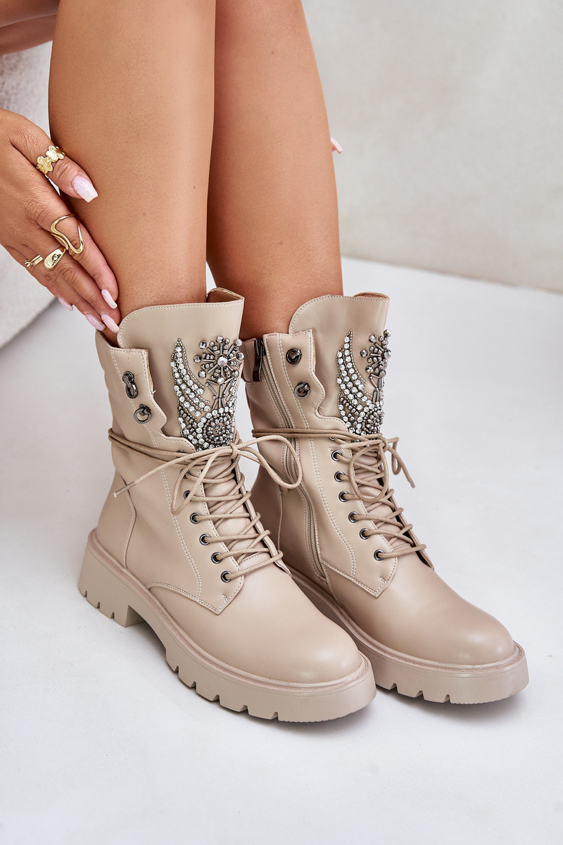 Eco leather ankle boots Workery with insulated D&A beige decoration