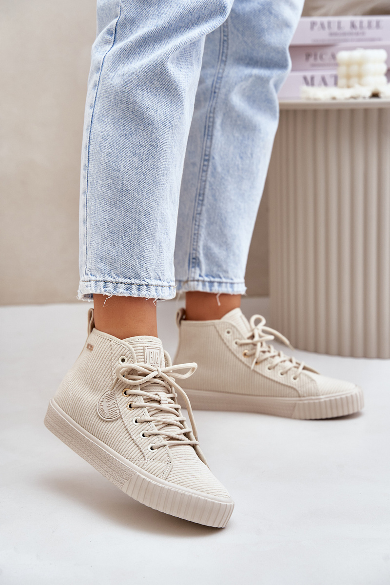 Insulated corduroy sneakers women's Big Star Hi-Poly system beige