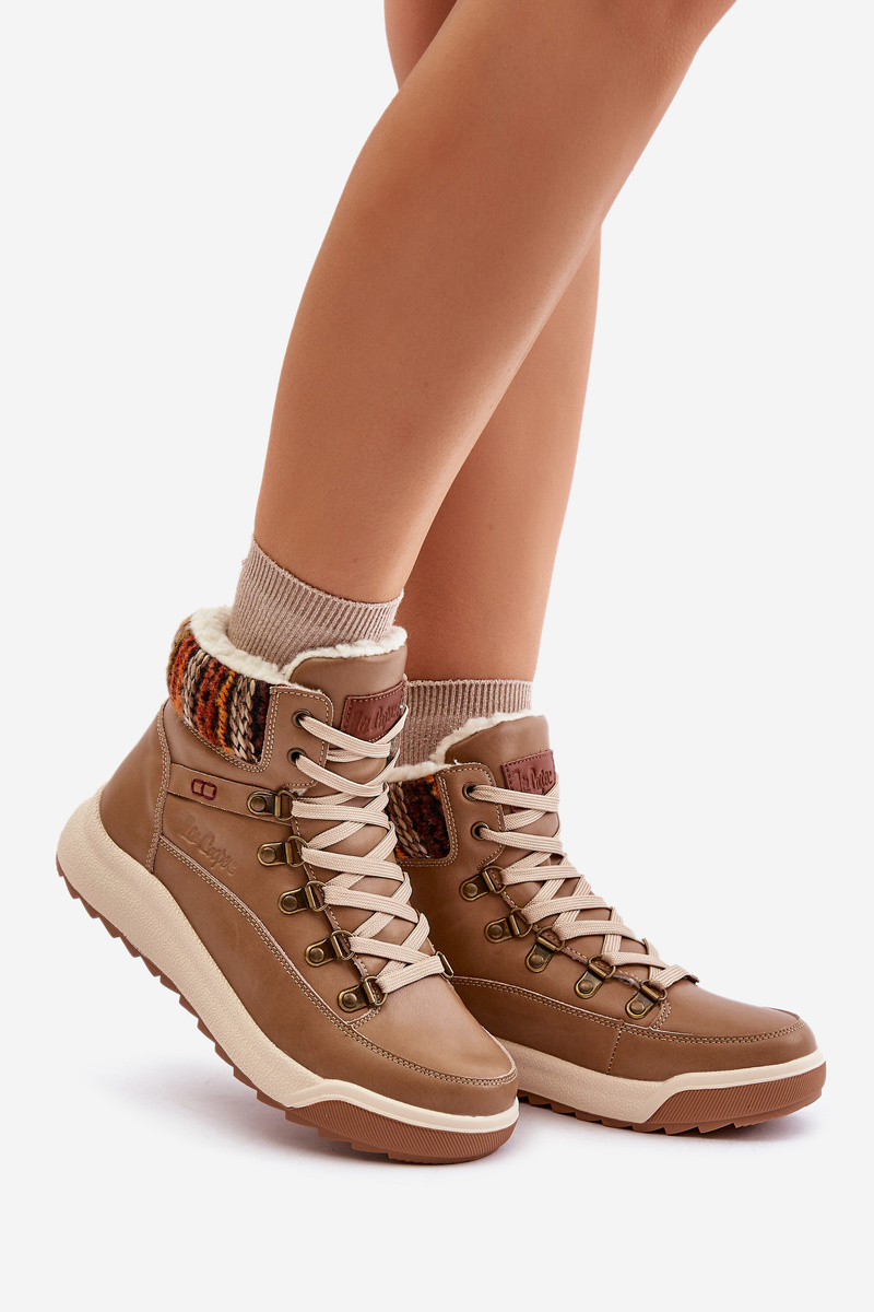 Leather women's insulated ankle boots Lee Cooper beige