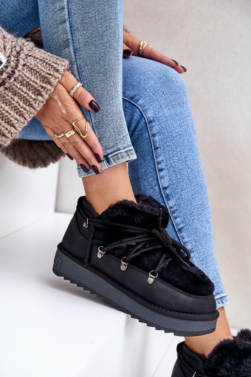 Low platform snow boots with fur D.Franklin DFSH370011 black