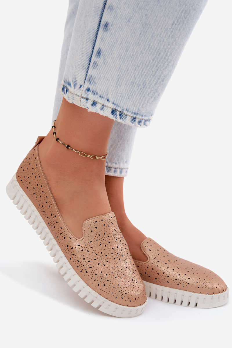 Dámska perforovaná slip-on obuv Champagne