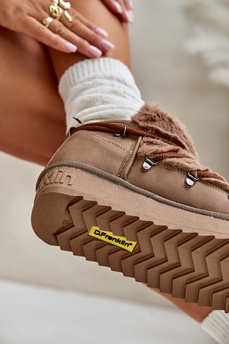 Low platform snow boots with fur D.Franklin brown