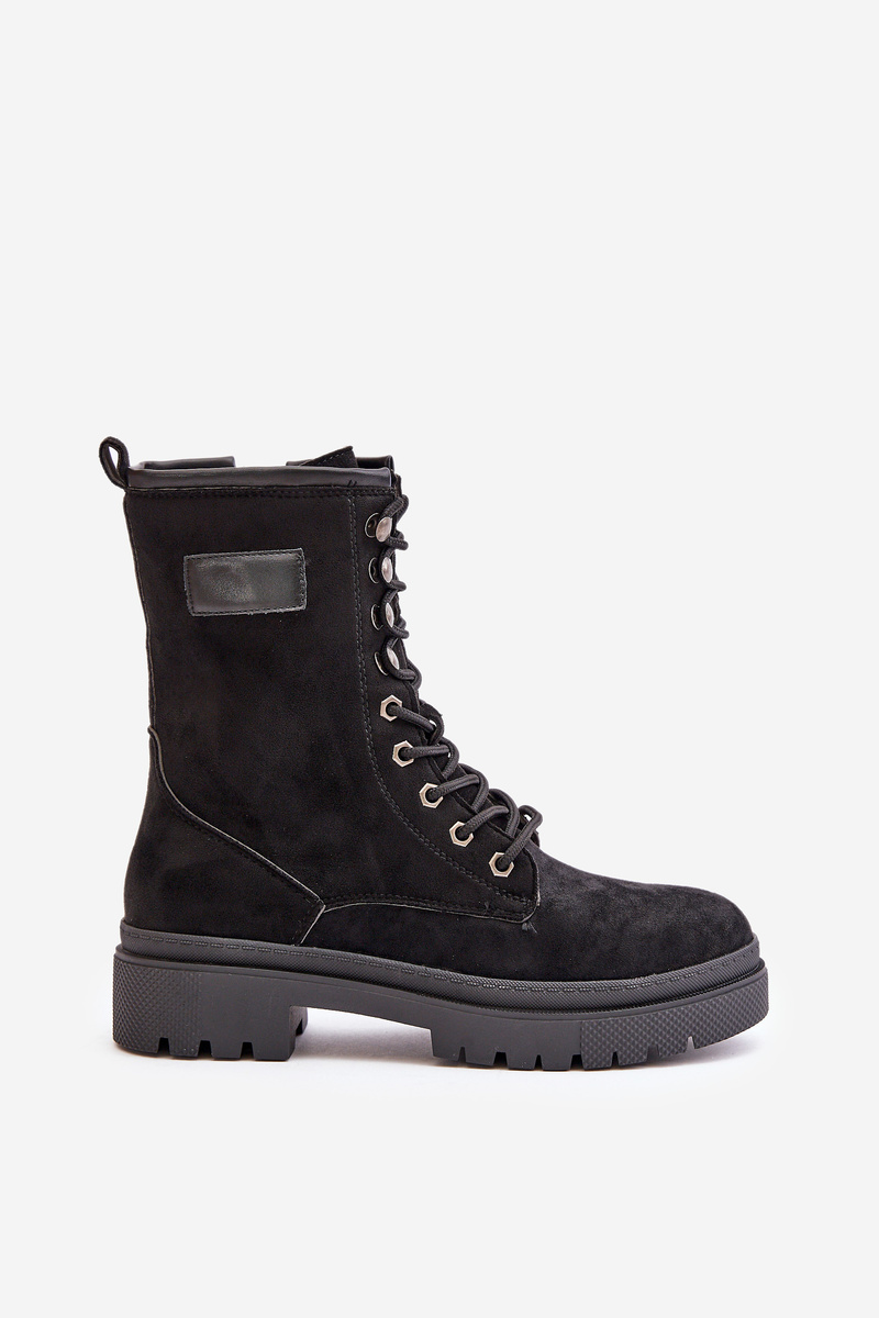 Women's ankle work boots with zip made of eco suede black Savalann