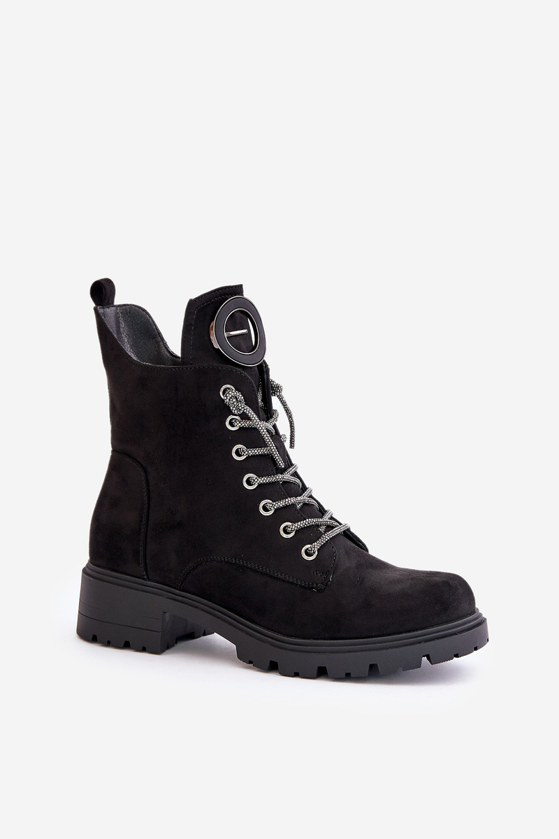 Insulated shoes with decorative lacing Vinceza Black