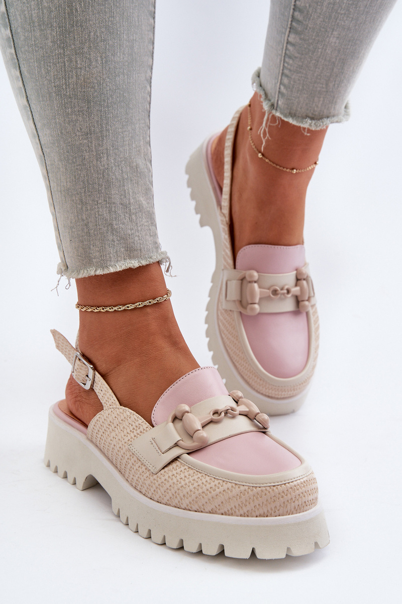 S. BARSKI Дамски сандали на плосък ток с бежов орнамент D&A