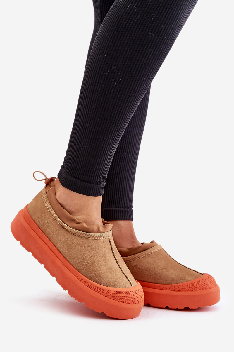 Women&#039;s platform snow boots with low shin part Camel Izamine