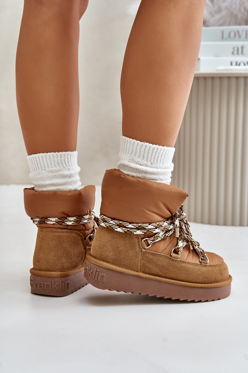 Suede women's snow boots with chunky lacing D.Franklin Brown