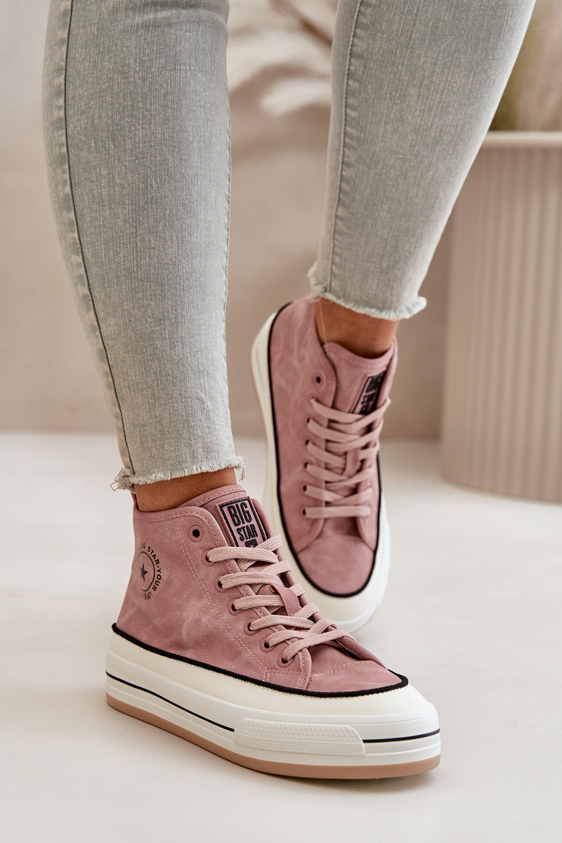 Insulated women's sneakers on the eco leather platform Big Star pink