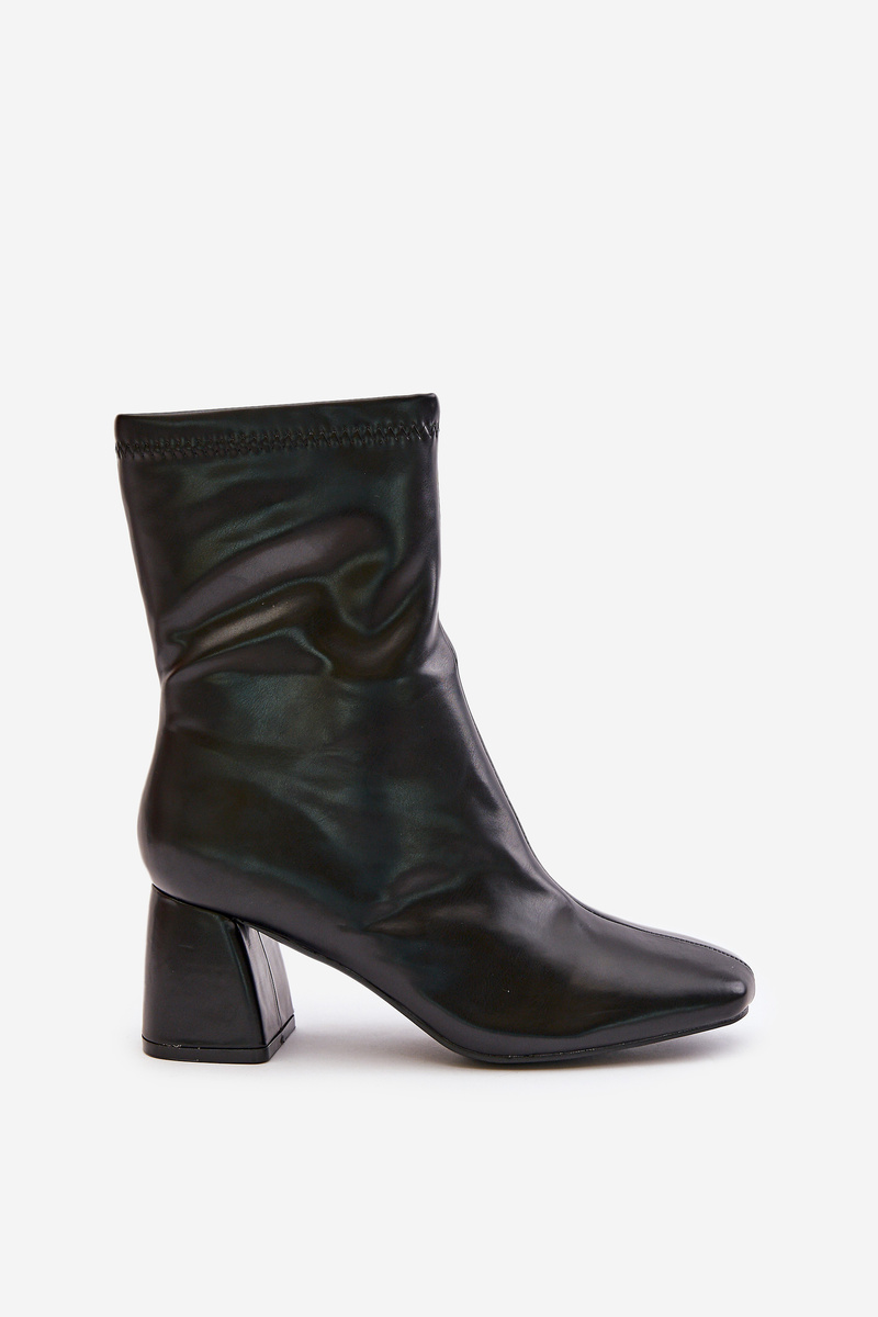 Smooth women's ankle boots with heels made of eco-leather black Izariel