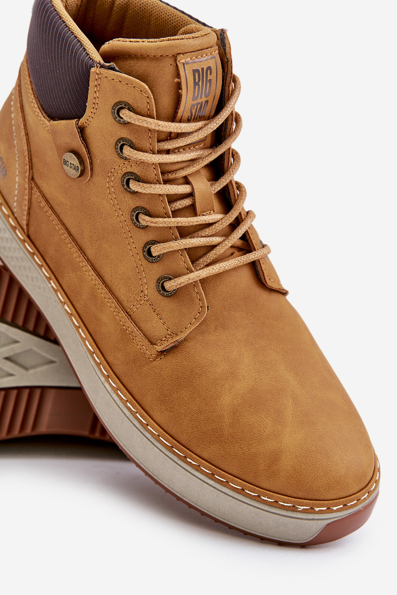 Lace-up men&#039;s ankle boots Big Star Hi-Poly System Camel