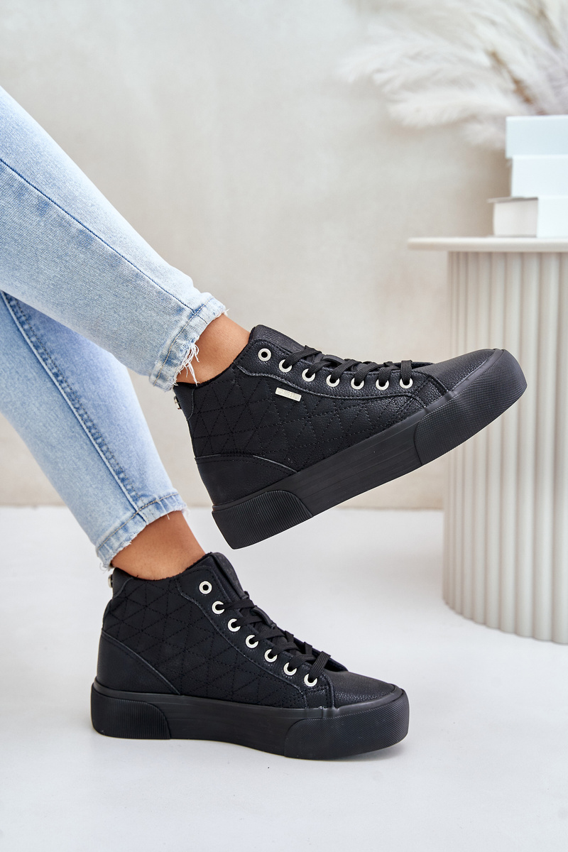Insulated women's sneakers with Big Star stitching black