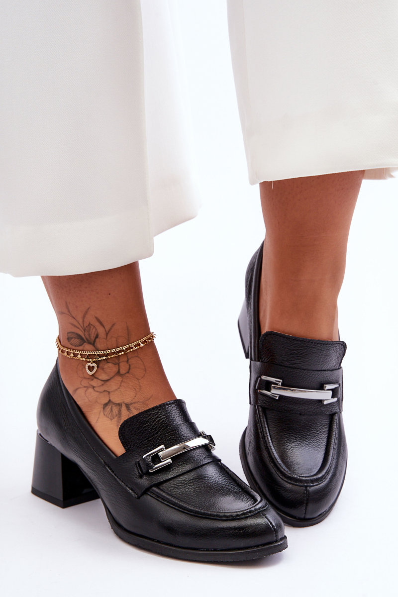 Boto Pohodlné kožené čerpadlá čierne lemar damira