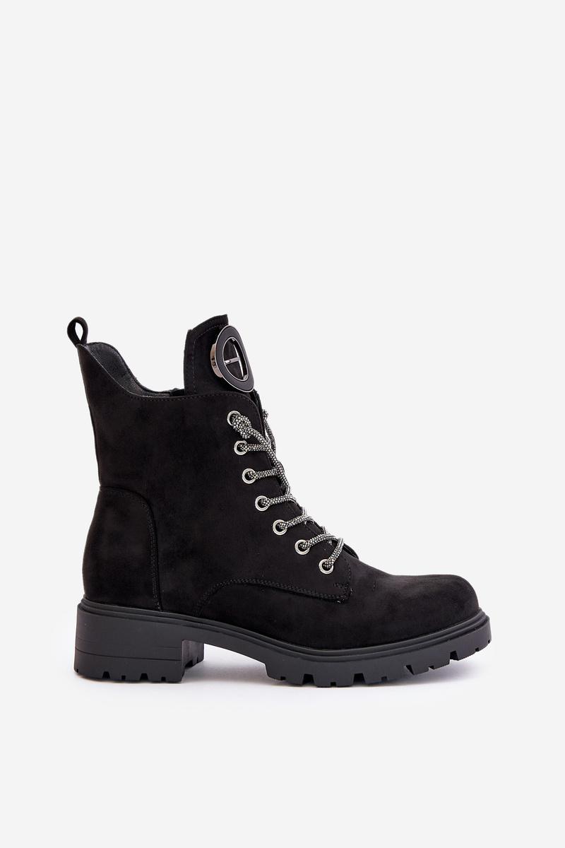 Insulated shoes with decorative lacing Vinceza Black