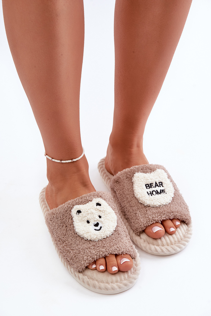Women&#039;s slippers with a teddy bear brown lavetire