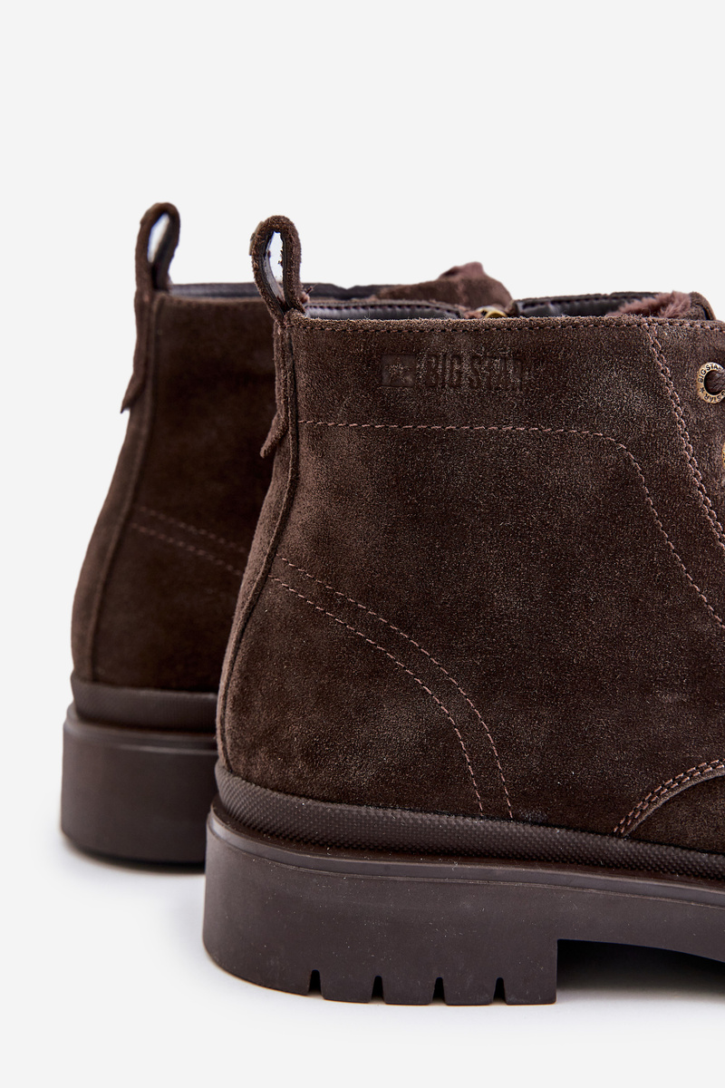 Suede Insulated Men&#039;s Ankle Boots Zipper Big Star Brown